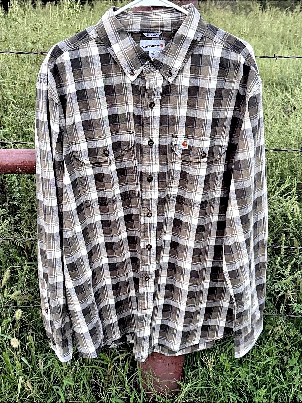 Carhartt Relaxed Fit Plaid Long Sleeve Button Down Shirt Men's XL Tall XLT